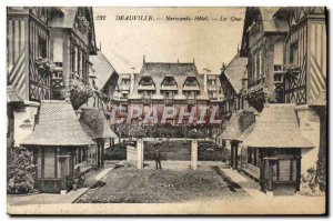 Old Postcard Deauville Normandy Hotel courtyard
