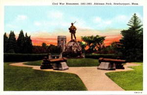 Massachusetts Newburyport Atkinson Park Civil War Monument Curteich