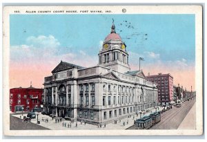 1924 Trolley Car Allen County Court House Fort Wayne Indiana IN Postcard