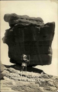 Native American Indian Bow & Arrow Garden of the Gods CO RPPC c1920s-30s