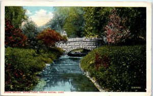 1910s Stone Bridge Bever Park Cedar Rapids Iowa Postcard