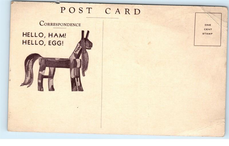 The Breakfast Club Ham and Egg Cryptogram c1929 Friendship Vintage Postcard C29