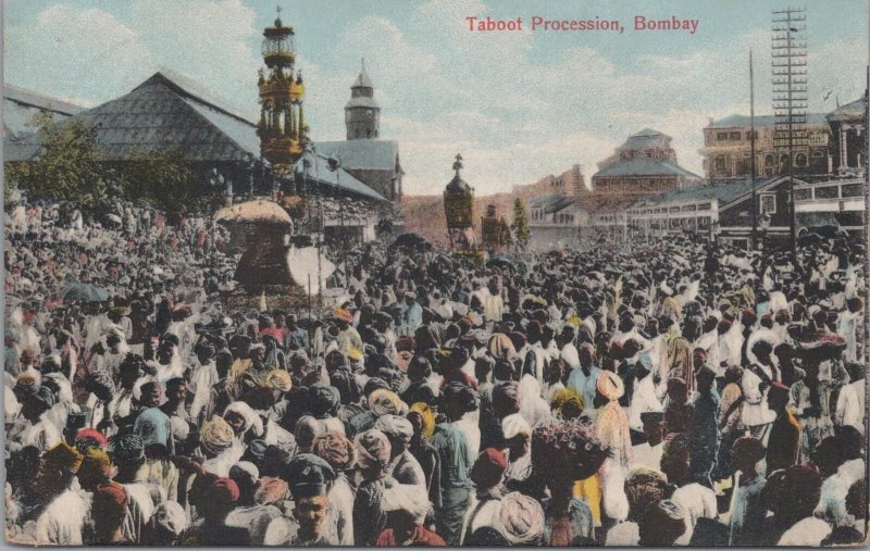 Postcard Taboot Procession Bombay India Stamp