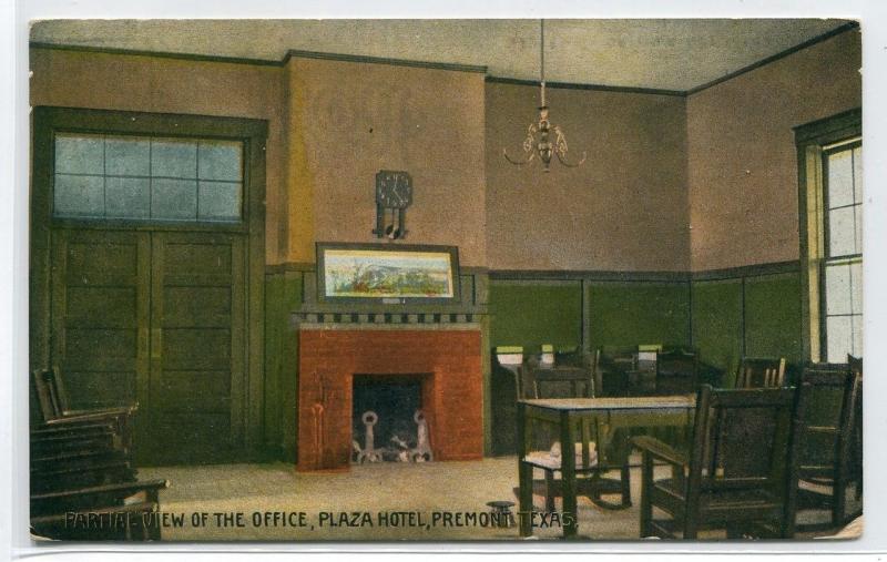 Office Interior Plaza Hotel Premont Texas 1913 postcard