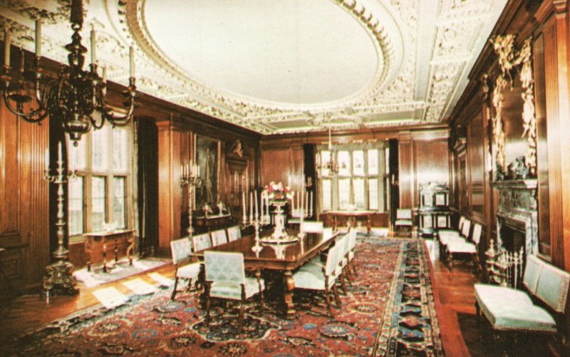 Vintage Postcard Formal Dining Room Meadow Brook Hall Rochester Michigan MI