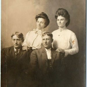 c1910s Colo, IA ID'd 2 Married Couples RPPC Real Photo Postcard Kutter Stone A45