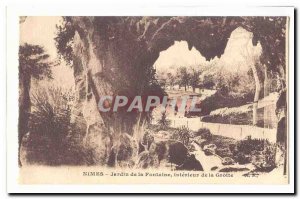 Nimes Old Postcard Garden of the fountain inside the cave