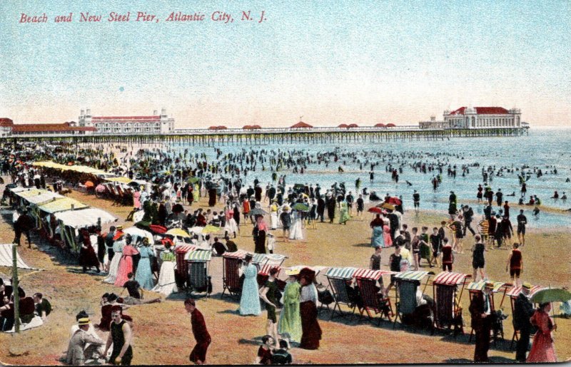 New Jersey Atlantic City Beach and New Steel Pier