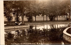 Real Photo Postcard Fish Pond at Clifton Springs, New York~136335