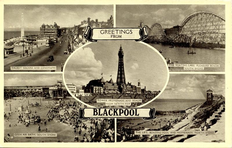 UK - England, Blackpool. Multi-View and Roller Coaster 