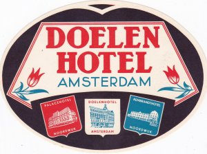 Holland Amsterdam Doelen Hotel Vintage Luggage Label sk2259