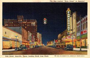 Texas Amarillo Polk Street Looking North From Ninth Curteich