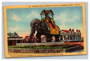 Vintage 1940's Linen Postcard Elephant Hotel Atlantic City New Jersey