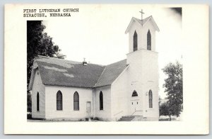 Syracuse NE~First Lutheran Church (Gone Now?)~W C Pine Postcard~B&W 1940s PC