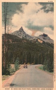 Vintage Postcard Index & Pilot Peaks Cooke-Red Lodge Highway Landmark Wyoming WY