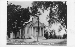 RPPC Free Baptist Church Limerick, Maine York County 1936 Vintage Photo Postcard