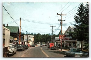 1960s INLET NEW YORK MAIN STREET MARKET RESTAURANTS CARS POSTCARD P2900