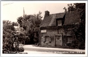 VINTAGE POSTCARD OLDEST WOODEN SCHOOL HOUSE IN THE U.S. REAL PHOTO RPPC