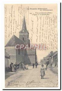 Church of Doingt near Peronne Old Postcard (very animated children)