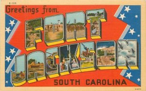 South Carolina Fort Jackson Large letters multi  View Asheville Postcard 22-9804