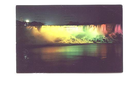 American Falls at Night, Niagara Falls Ontario, Used 1966