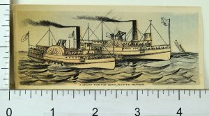 1870's Paddle Steamer Race, Boston Harbor Spurt For The Lead Victorian Card F73