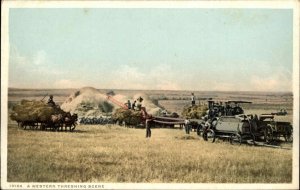 A Western Threshing Scene Farming Agriculture 13164 Detroit Pub c1910 Postcard