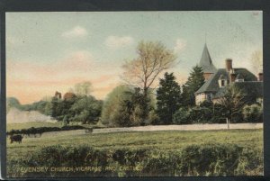 Sussex Postcard - Pevensey Church, Vicarage and Castle     RS18404 