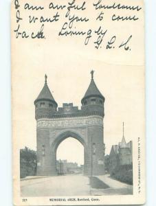 Pre-1907 very early view - MEMORIAL ARCH Hartford Connecticut CT n5797