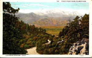 Colorado Colorado Springs Pike's Peak From Palmer Park 1930 Curteich