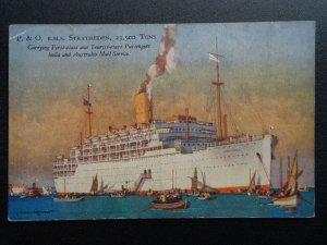 P & O Line RMS STRATHEDEN 1st Class Ocean Liner AUSTRALIA MAIL -2 c1938 Postcard