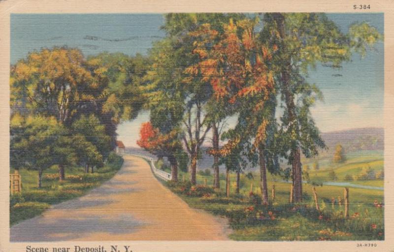 Scene near Deposit NY, New York - pm 1941 - Linen