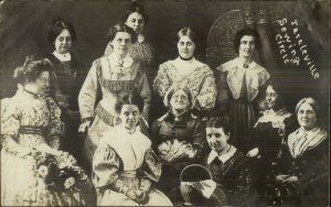 Social History Woman's Sewing Group TATTLEVILLE c1910 Real Photo Postcard