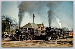 Milwaukee Road Steam Nos. 1105 & 133 Janesville WI In 1950 Postcard D35