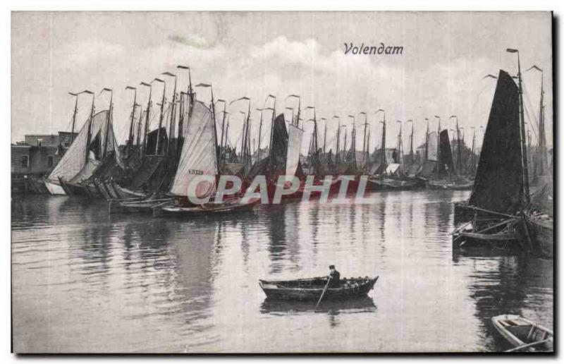 Old Postcard Netherlands Volendam boats