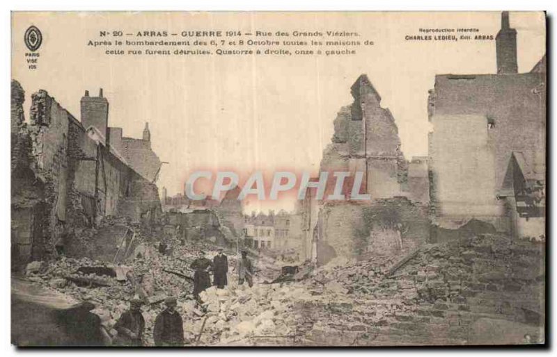 Old Postcard Arras - WAR 1914 - Rue des Grands Vieziers