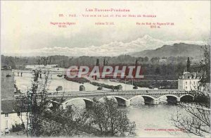 Old Postcard Low pau pyrenees 38 view of the lake and Pic du Midi de Bigorre