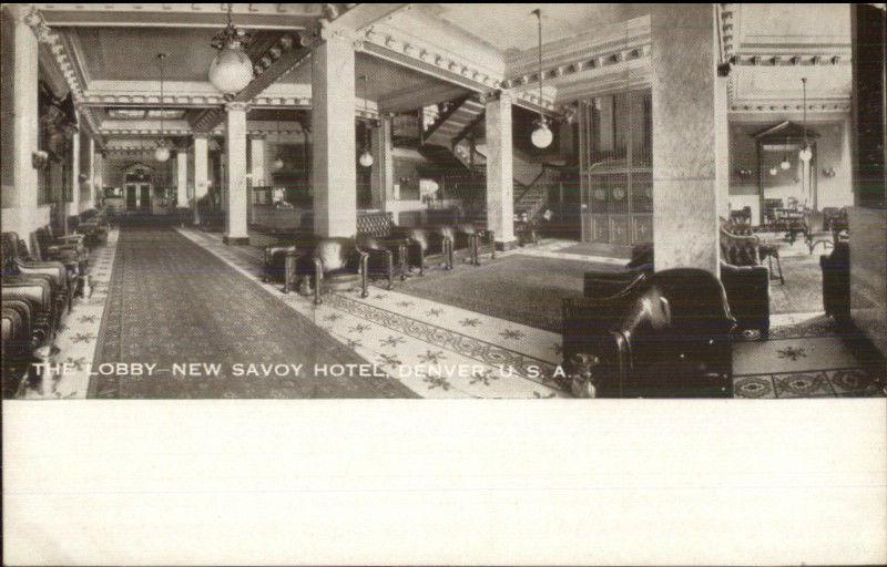 Denver CO New Savoy Hotel Lobby c1910 Postcard EXC COND