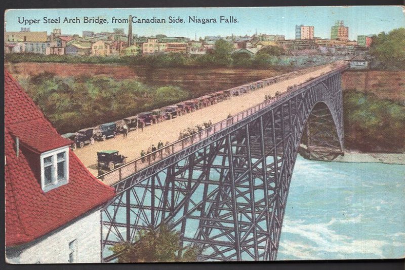 Ontario NIAGARA FALLS Upper Street Arch Bridge from Canadian Side - Divided Back