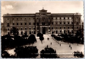 Taranto ~ Piazza Garibaldi E Palazzo Di Giustizia Italy Real Photo RPPC Postcard