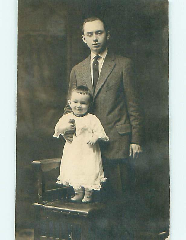 Pre-1929 rppc BABY WITH BUTTON SHOES HOLDING TOY Berwick Pennsylvania PA t2861