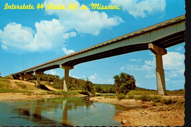 Vintage Postcard- Interstate 44 (Route 66) in Missouri Elevated Bridge