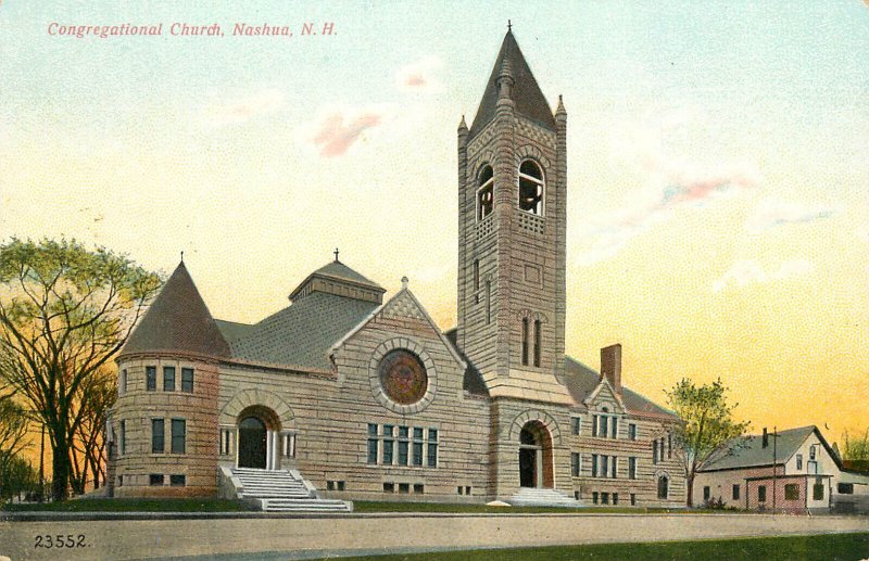 Postcard Congregational Church Nashua NH Hillsborough County