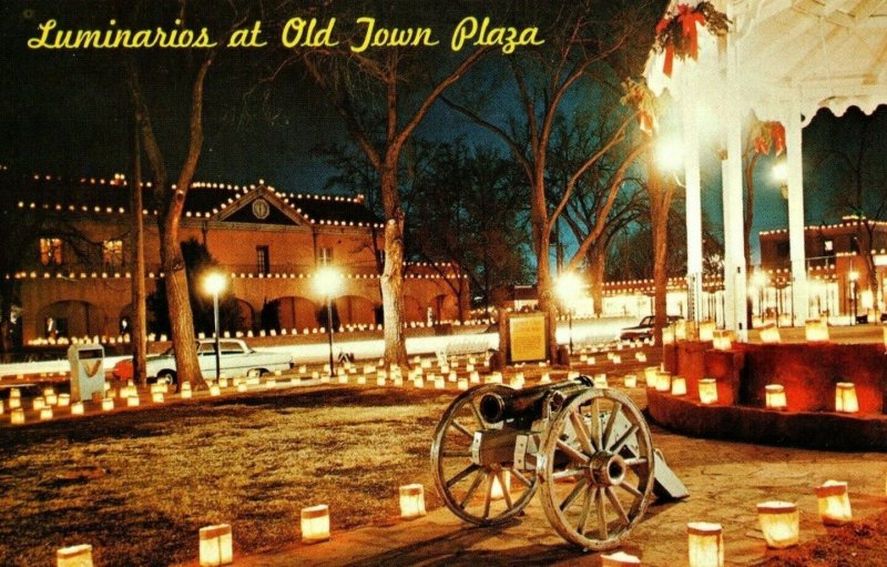 Vintage Christmas Lights Old Town Plaza Albuquerque, NM Postcard P14 