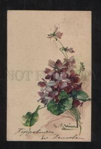3071362 Embossed VIOLETS by KLEIN vintage PFB RPPC