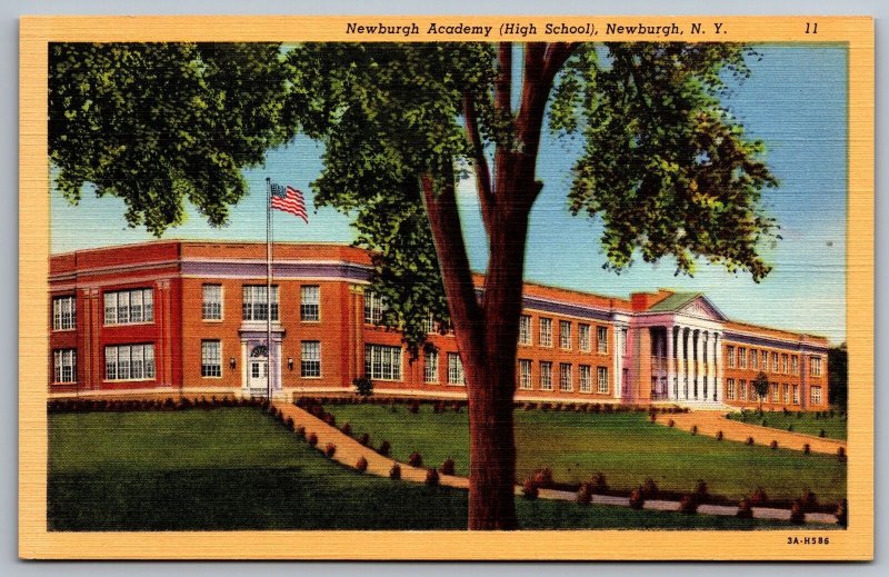 Vintage Postcard Newburgh Academy High School Building Greenfield New