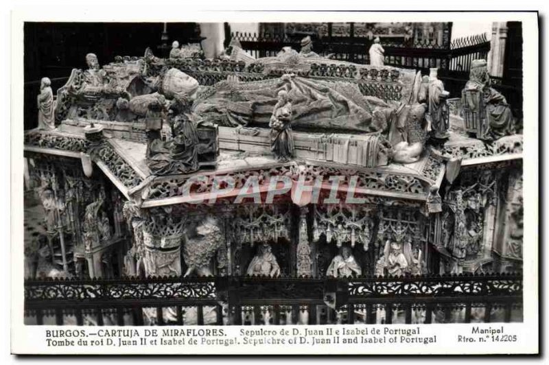 Old Postcard Burgos Cartuja De Miraflores Sepulcher of Juan D Second Isabel d...