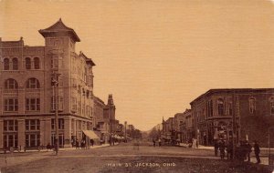 Jackson Ohio Main Street Bird's Eye View Vintage Postcard U974