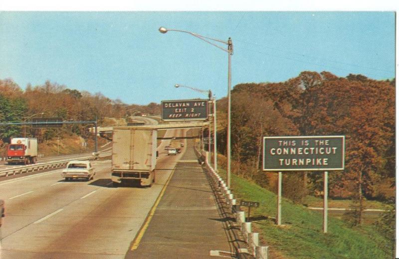 The Connecticut Turnpike at Byron, old cars 1960s Postcard