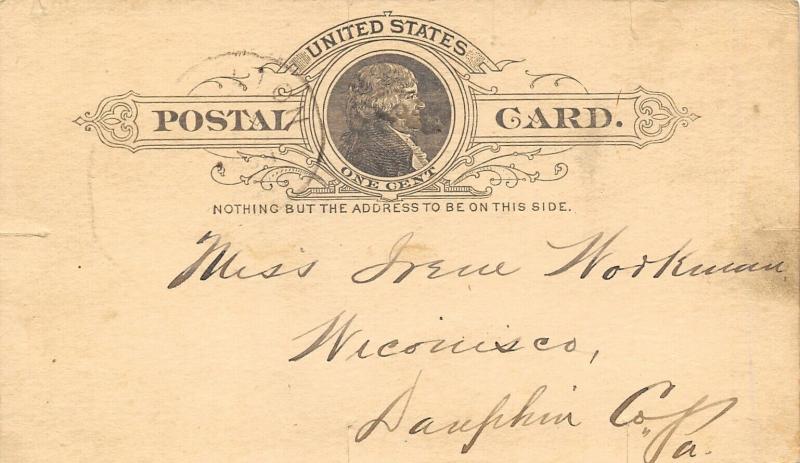 Steelton Pennsylvania~Dauphin County Teachers Examinations~RM McNeal~1888 Postal 